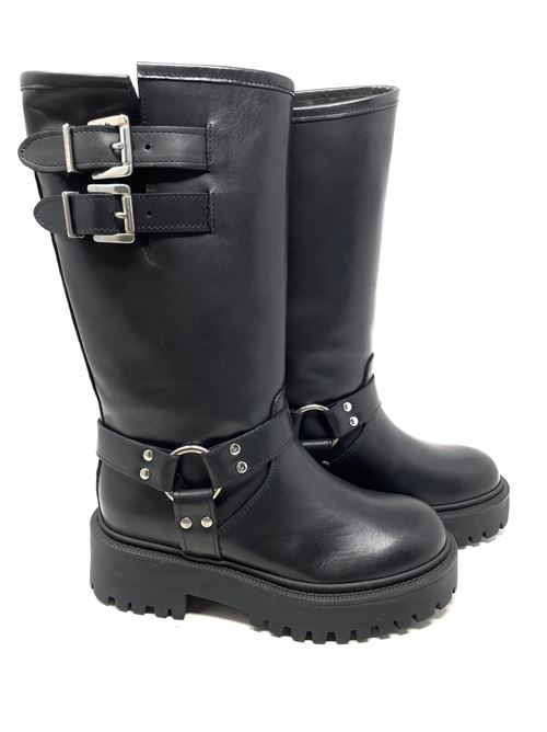 Damen-Bikerstiefel mit Schnallen IL LACCIO | C50VITELLONERO